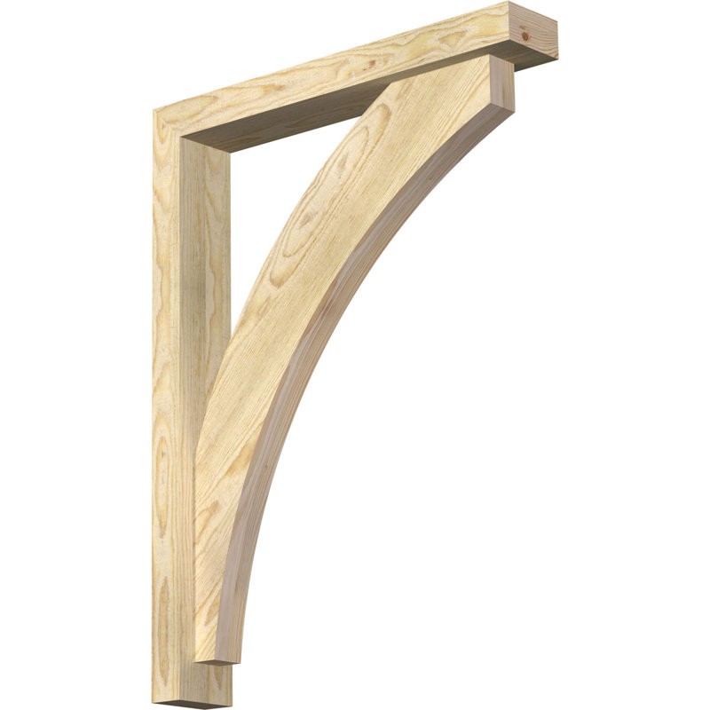 Thorton Block Bracket with Offset Brace, 4"W Douglas Fir (Rough Sawn), 32 x 24