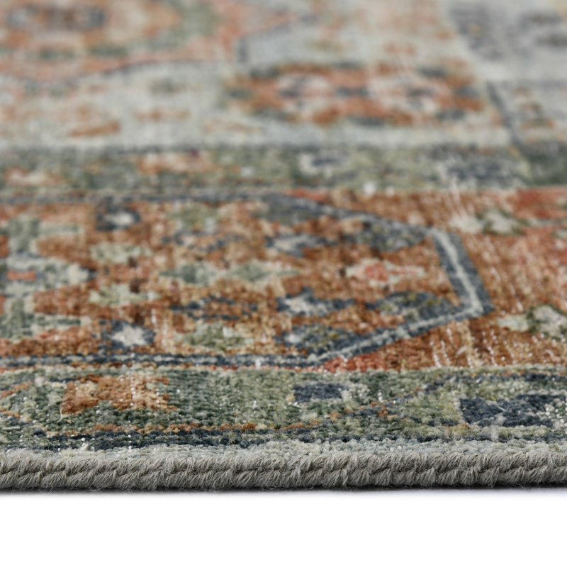 Wool Geometric Area Rug in Blue, Rectangle 2' x 3'