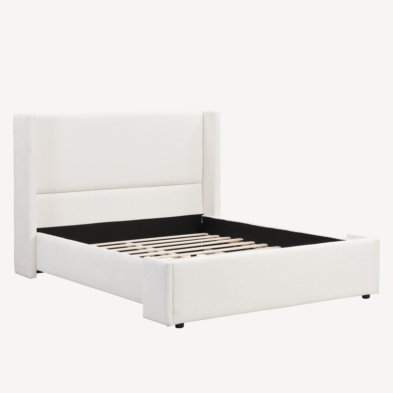 Lit à oreilles tapissier en tissu avec tête haute, Grand