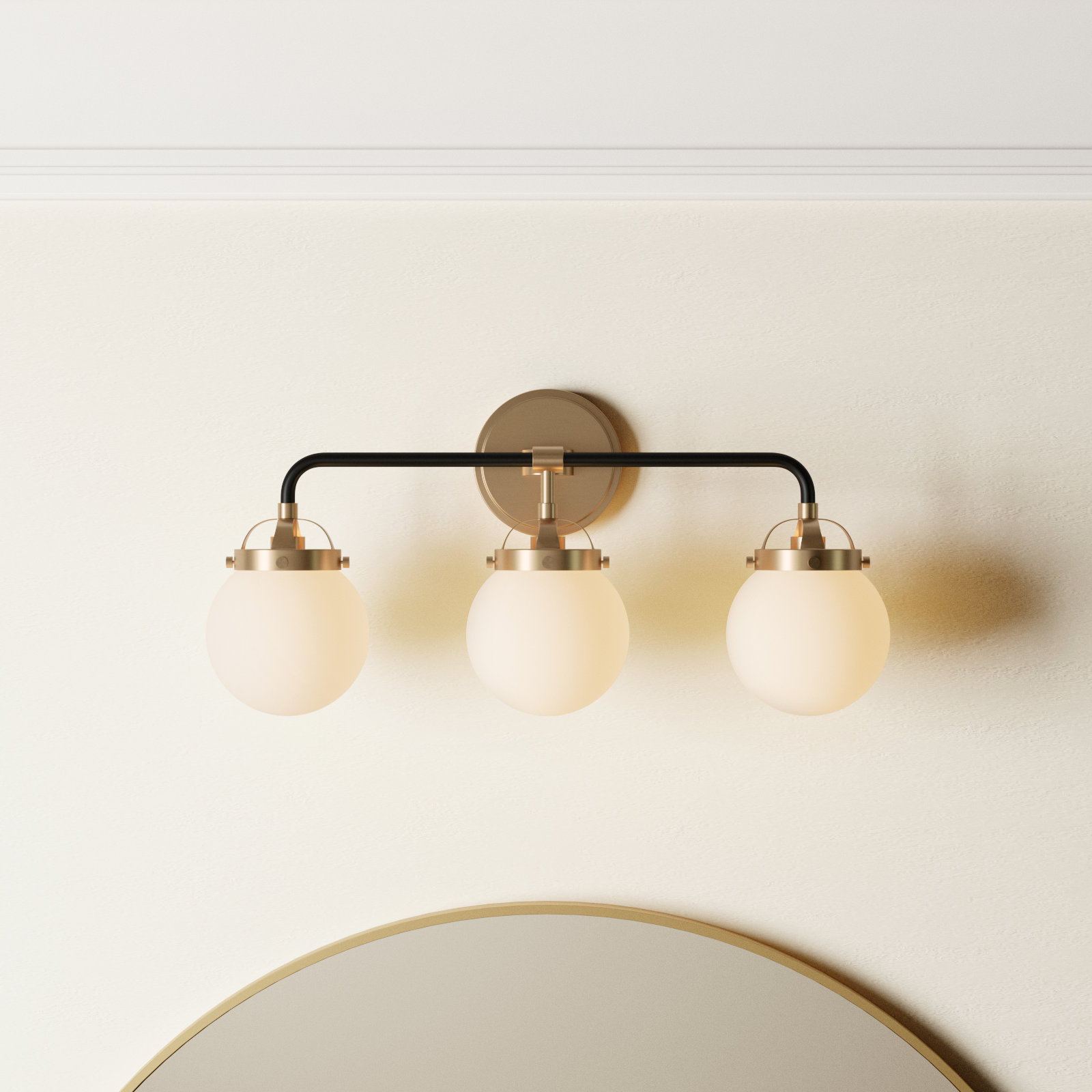 Newport 3-Light Vanity Light, Satin Brass, No 
