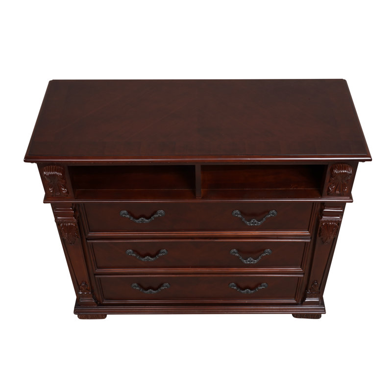Commode média 3 tiroirs Lyndon, cerise