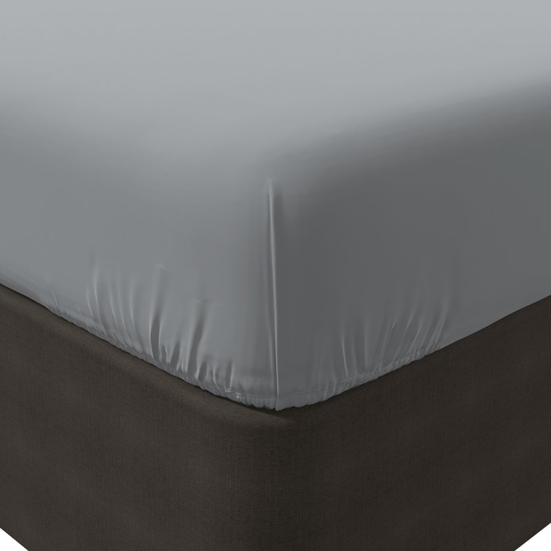 Twin Light Gray Cotton Percale Deep Pocket Sheet Set