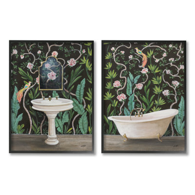 Stupell Industries Tropical Patterned Bathroom 2 Piece Canvas Wall Art Set Design by Julia Purinton -  a2-569_fr_2pc_11x14
