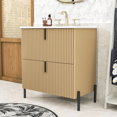 Meuble-lavabo moderne avec rangement optimal et lavabo brillant