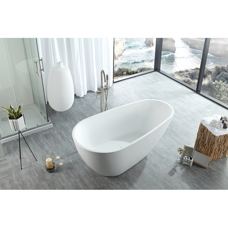 Poseidon x Freestanding Soaking Acrylic Bathtub, 22.5" H x 67" W x 31" D