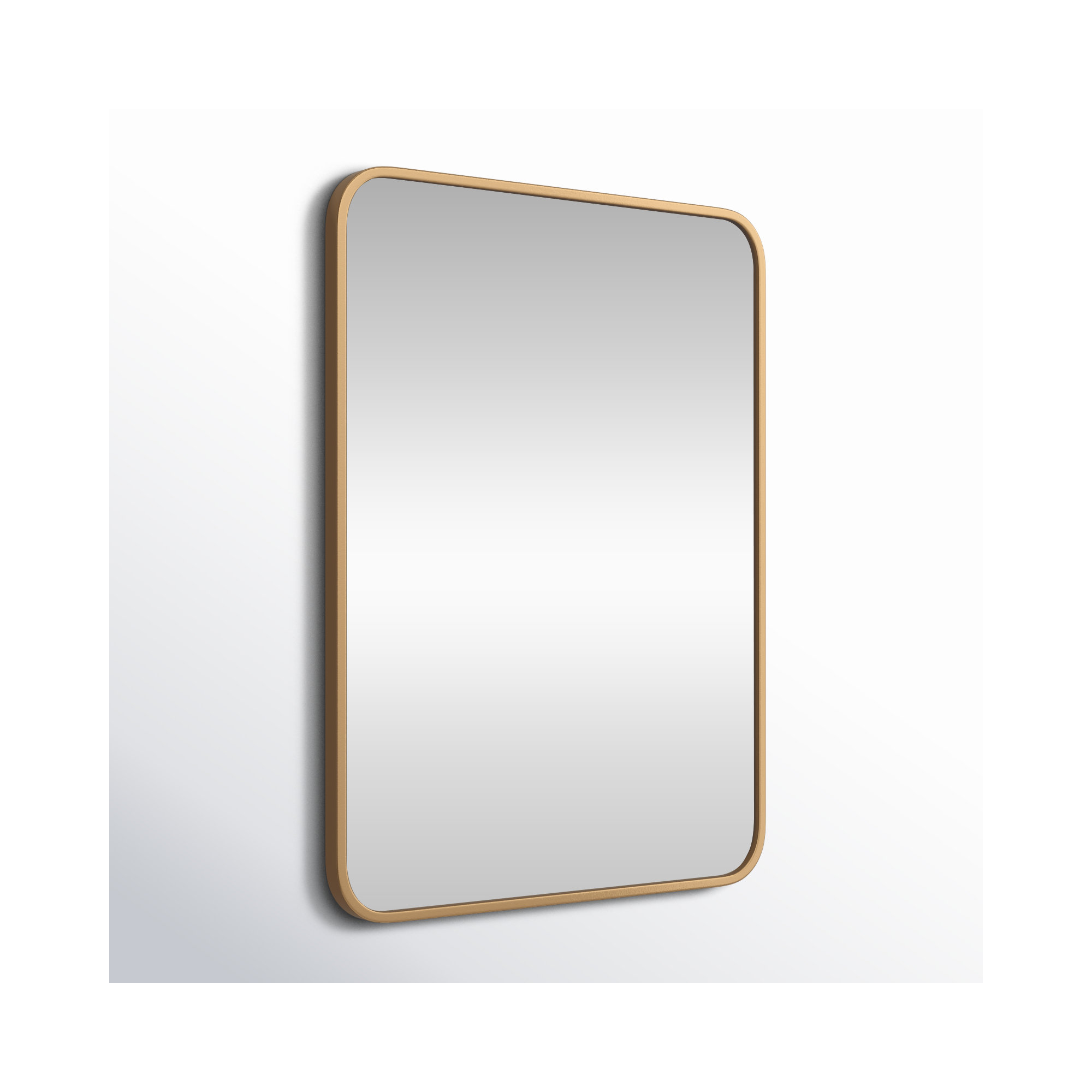 Sabine Metal Rounded Rectangle Wall Mirror, 30" x 22", Brass