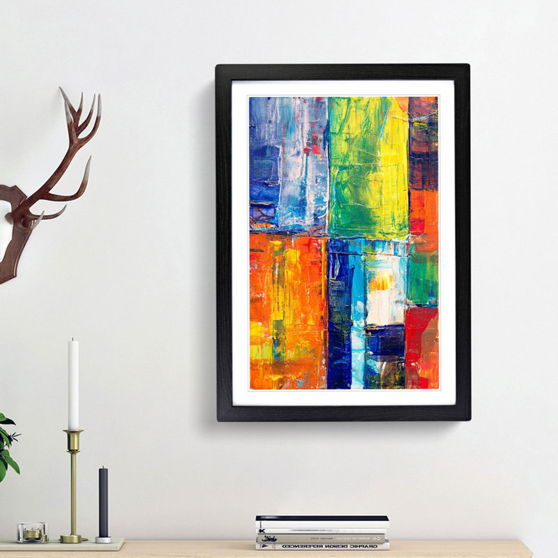Abstract Art Painting Vol.79 by S.Johnson - Picture Frame Painting Print, 48cm H x 36cm W x 2cm D, Black Framed