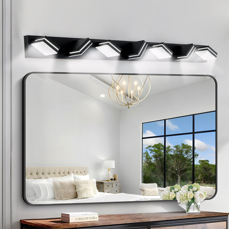 Éclairage de salle de bain noir à 7 lumières DEL à intensité variable avec têtes de lampe rotatives à 360 ° pour salle de bain, meuble-lavabo, miroir et salon