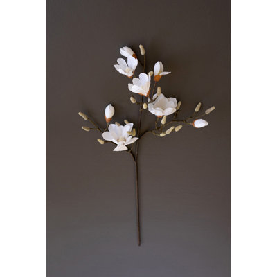  Artificial Magnolia Flowers Spray 44"H – White Bloom Stem, Set of 6