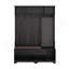 Arbre d'entrée polyvalent avec banc d'entrée en lin amovible, portemanteau, tablettes de rangement et panneau perforé pour le couloir, pour le couloir, le salon, noir-602085046