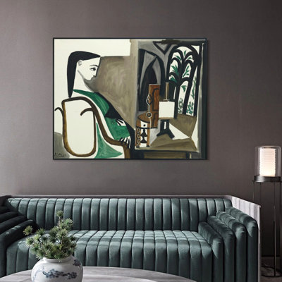 Reproduction d'art sur toile encadrée, série n° 412, par Pablo Picasso (cadre noir fin, 61 x 81 cm). Décoration murale pour salon, maison ou bureau.