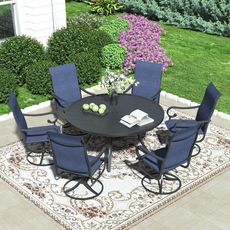Ensemble repas pour patio, Bleu marine / Noir