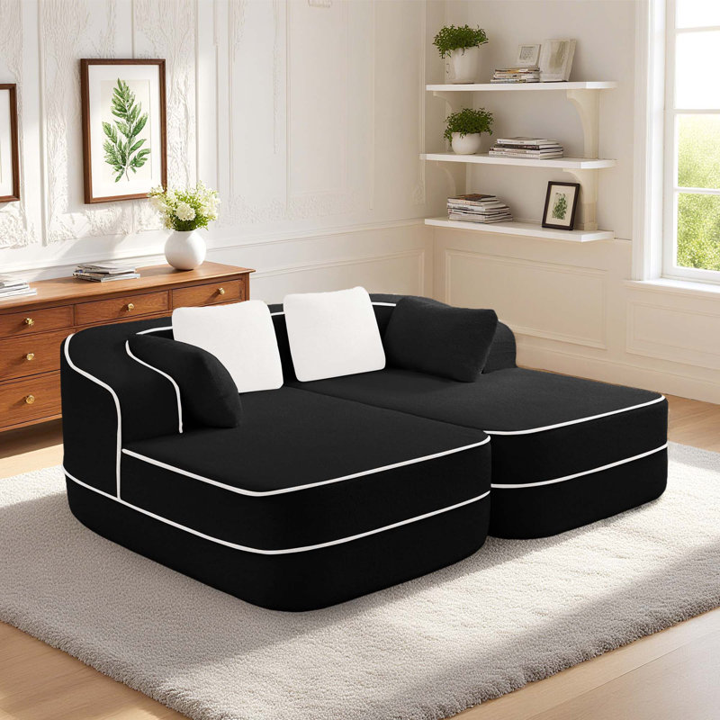Canapé-lit convertible 77,2 po 2-en-1 Teddy, Noir