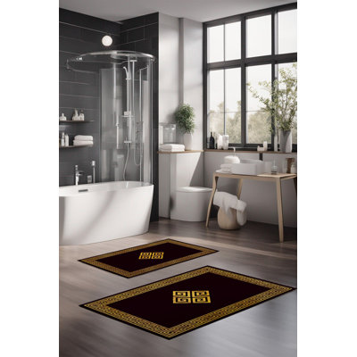 Ensemble de tapis de bain de luxe (2 pièces), 100% polyester, 16,0 x 23,6 pouces et 23,6 x 39,4 pouces | Conception antibactérienne antidérapante, hauteur de poils de 0,3 po | Lavable à la machine, durable et facile à nettoyer | Idéal pour la décoration de salle de bain
