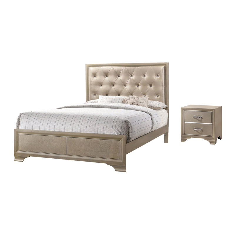 Ensemble de chambre à coucher 2 pièces avec table de chevet Maryela, Grand