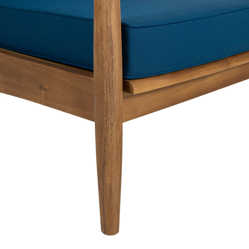 Acacia 4 - Person Patio Conversation Set with Cushions, Dark Teal, Teak