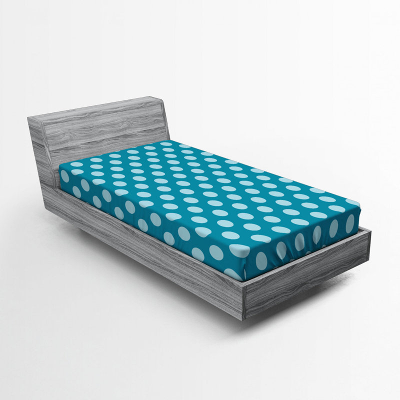 Twin Blue Polka Dot Microfiber Fitted Sheet