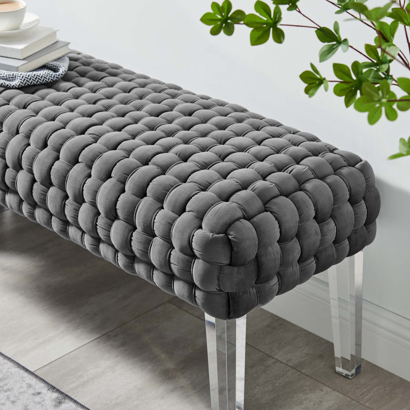 Modway Prologue Woven Performance Velvet Ottoman, Gray 