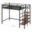 Lit mezzanine simple avec escalier et rangement, structure de lit mezzanine en métal avec tablette de rangement supérieure et escalier de rangement latéral-1983871722