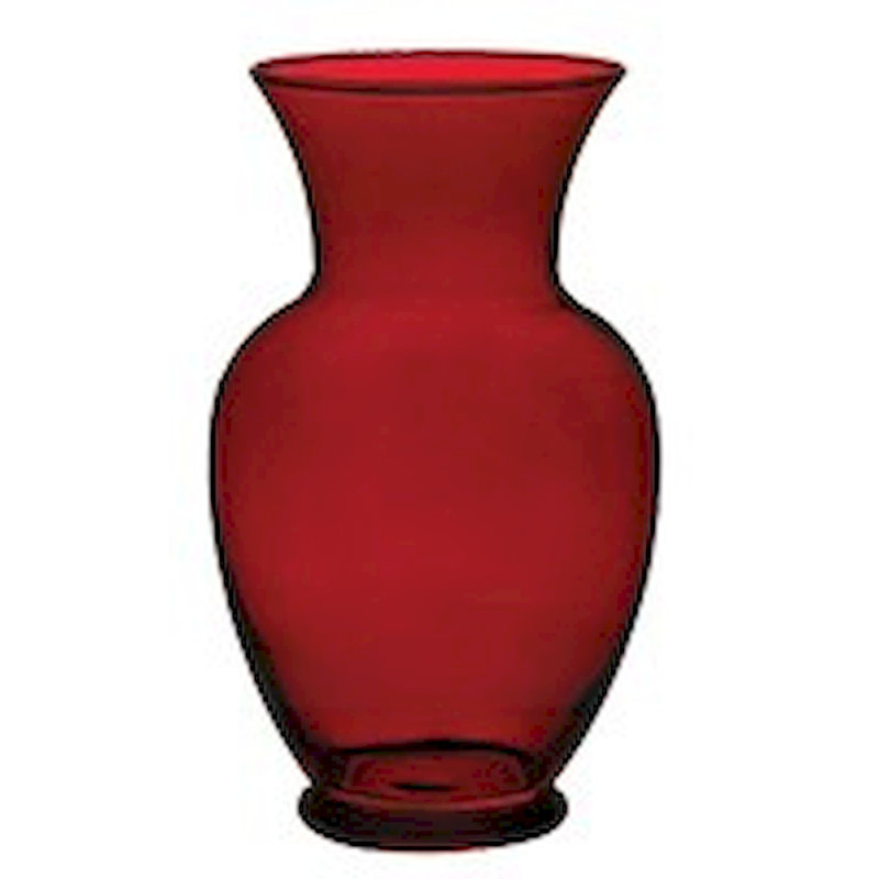 Icole Glass Table Vase, Red, 9" H x 4.5" W x 4.5" D