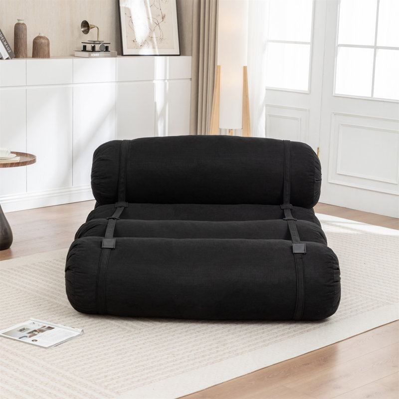 Adjustable Floor Sofa, Black Corduroy