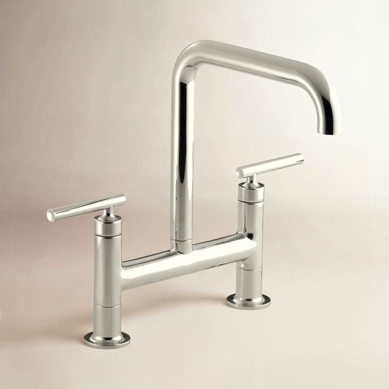 Purist® Two-Hole Deck-Mount Bridge Kitchen Sink Faucet, Vibrant Polished Nickel
