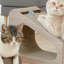 Un grand grattoir à chat à trois côtés avec des poteaux à griffer, fait de carton ondulé durable et résistant aux rayures, et comprend une balle de chat amusante. Convient pour les chats adultes et les chats à l'intérieur.