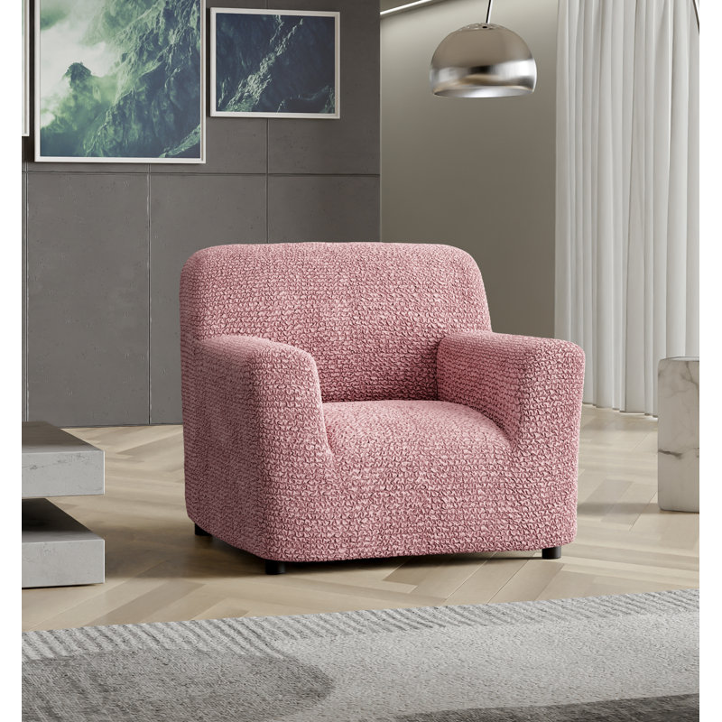 Stretchy Slipcover for Armchair - Secure Fit, Easy to Clean and Durable - Comfort Collection, Pink