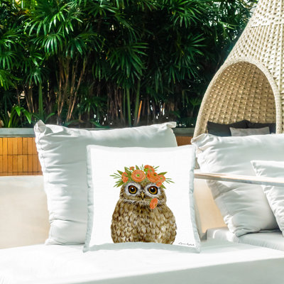 Coussin Owl & Rose Garland