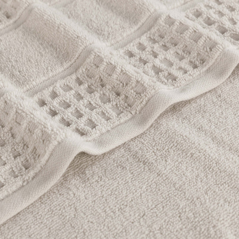  Zero-Twist Cotton Towel Set - Honeycomb Waffle Texture - Quick-Dry, Stone