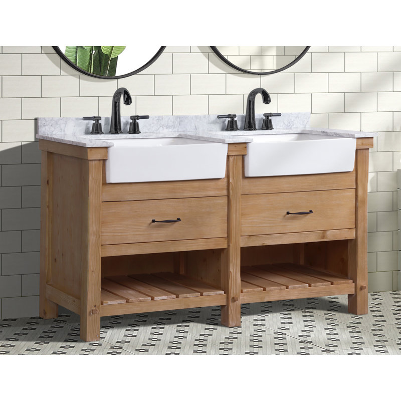 60'' Double Bathroom Vanity with Marble Top