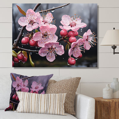 Fleur de cerisier rose, joyau de jardin I - art mural cerisier en fleurs