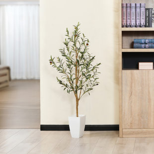 Phimos Artificial Olive Tree Tall Fake Potted Olive Silk Tree with Planter