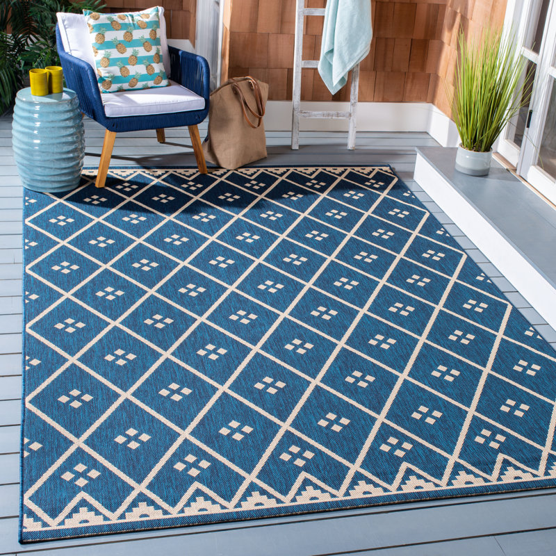 Tapis d'intérieur / extérieur à motif géométrique Amarien Performance, Rectangle 6 pi 7 po x 9 pi 6 po