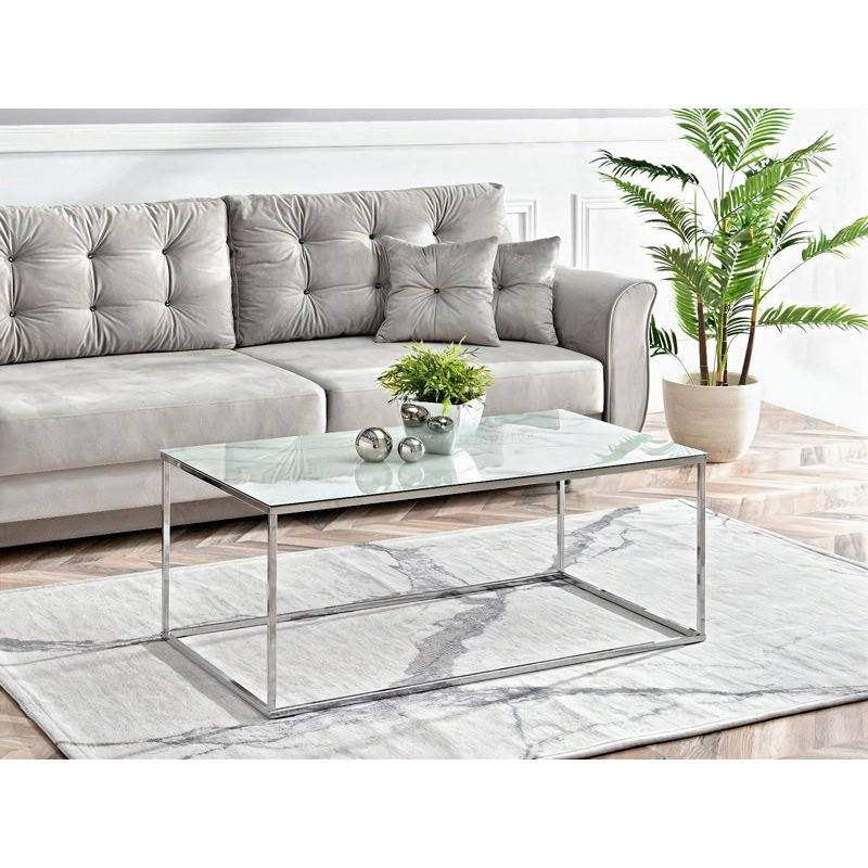Gatun Frame Coffee Table, Silver, White