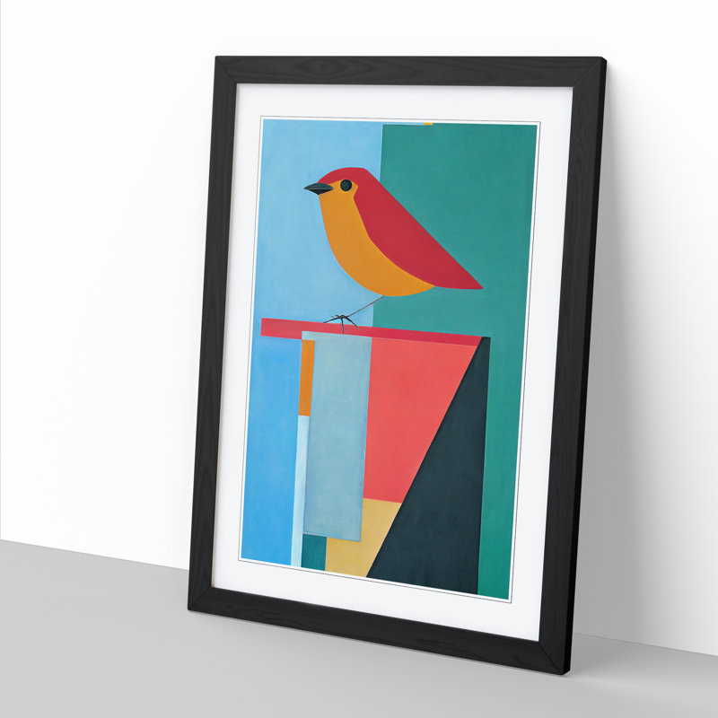 Anneros Robin Bird Abstract Vol.8 1 Piece Wall Art, 64cm H x 46cm W x 2cm D, Oak