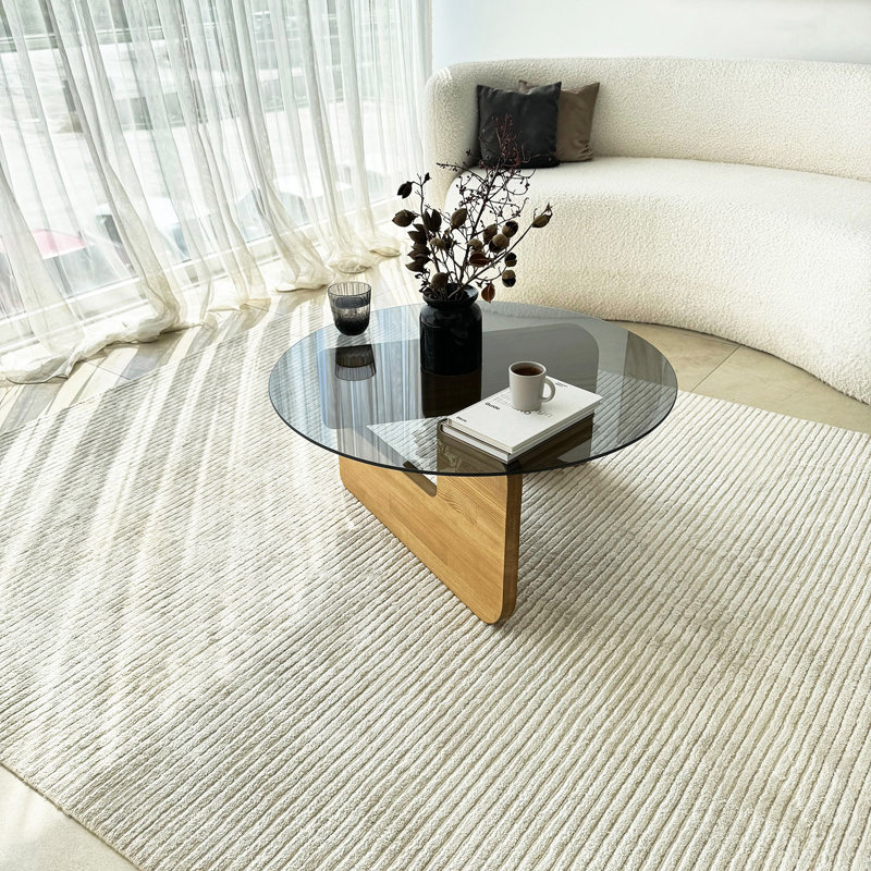 Table basse moderne, plateau 100% verre trempé et structure 100% pin massif, 29,5 po x 13,8 po x 29,5 po | Chêne élégant et couleur fumée | Parfait pour les salons contemporains | Conception durable et élégante