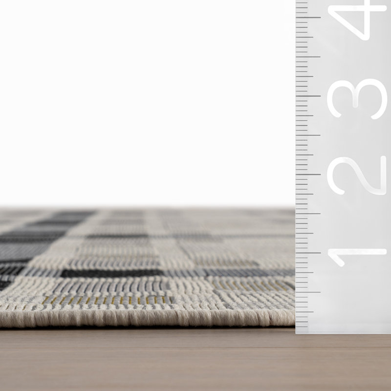 Mesael Modern Plaid Indoor Rug, Blue, Rectangle 8' x 10'