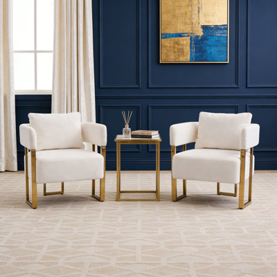 Ensemble de 2 fauteuils d'appoint rembourrés Teddy