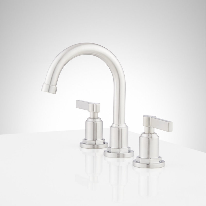 Greyfield 1.2 GPM Widespread Bathroom Faucet with Metal Lever Handles and Pop-Up Drain Assembly, Polished Nickel