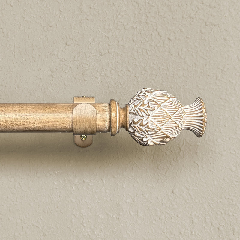 Ensemble de tringle à rideaux simple ajustable Rustic Thistle Finial - Quincaillerie de fenêtre pour ferme, 72-144