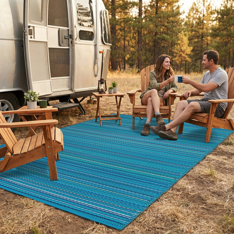 Tapis d'extérieur à rayures Geo Modern, Rectangle de 5 pi x 8 pi