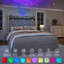 Structure de lit Galaxy Aurora avec 2 tiroirs de rangement et tête de lit tapissier capitonnée Diamond-2033207383-2033207377