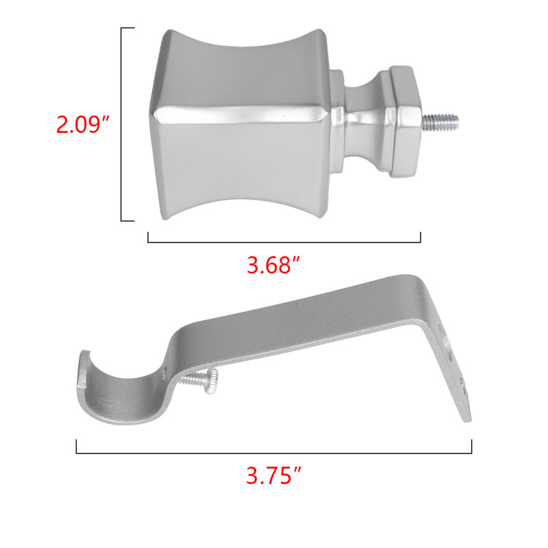 Adjustable Nickel Metal Single Curtain Rod with Decorative Finials