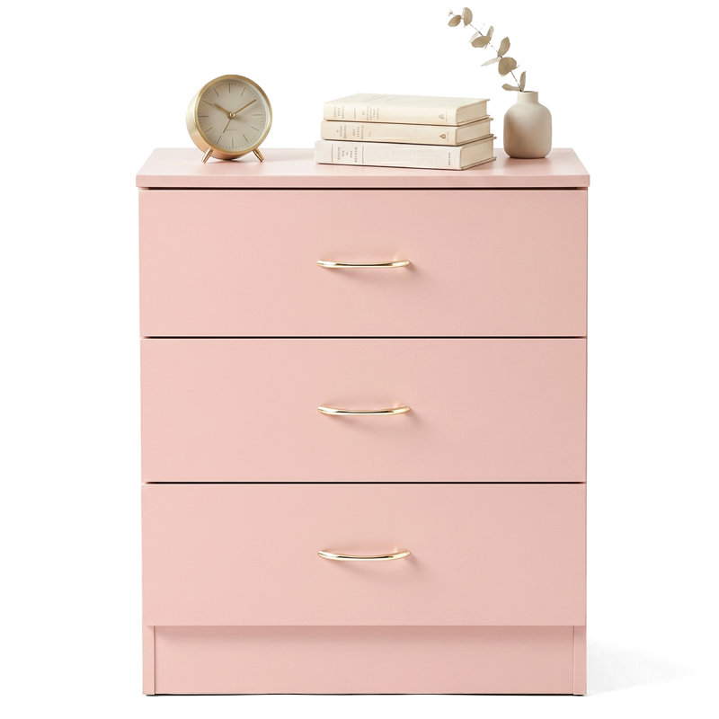 25.98'' Tall 3 - Drawer Nightstand, Pink