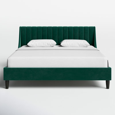 Helaina Velvet Upholstered Wingback Bed