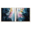 Rose et bleu explorant l'invisible - ensemble de 2 collages carrés à formes abstraites-313800775-313800776