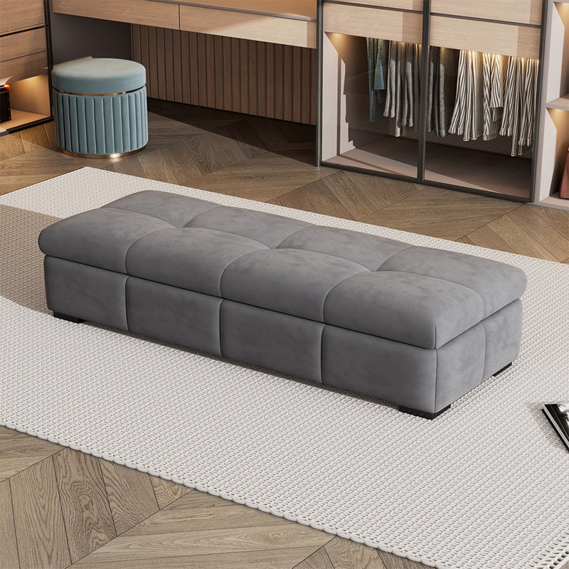 Upholstered Bench, Dark Grey