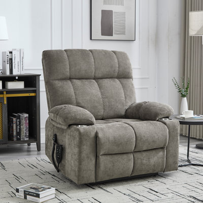 Aura 40" W Dual Motor Power Lift Recliner Oversize Chair With Massage Heating, Dual Cup Holders, Dual Side Pockets