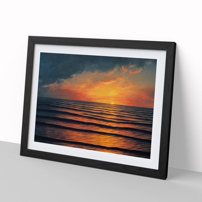 XH1022-8621X Sunset Seascape Vol.3 - Single Picture Frame Print, 46cm H x 64cm W, Black